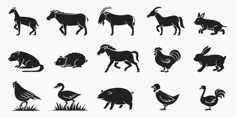 farm animals silhouettes