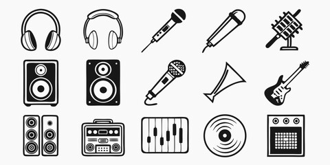 set of vector icons of music