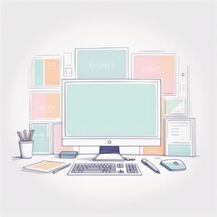 computer monitor on the office table