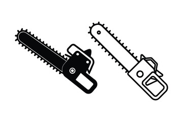 Set of chainsaw vector art illustration