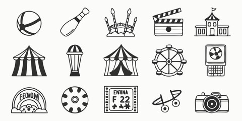 Set of black vector landmark icons collection for travel and design