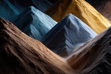 Colorfully piled industrial materials.