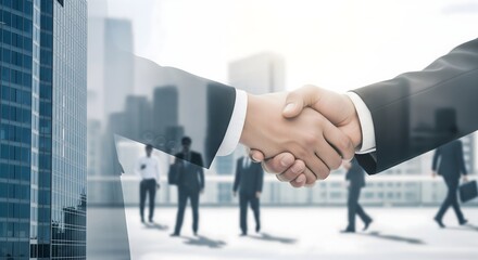 Businessmen making handshake with partner, greeting, dealing, merger and acquisition, business cooperation concept, for business, finance and investment background