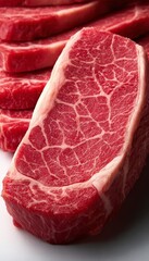 Premium Quality Ribeye Steak with Beautiful Marbling and Fresh Cut for Culinary Presentation Ideas