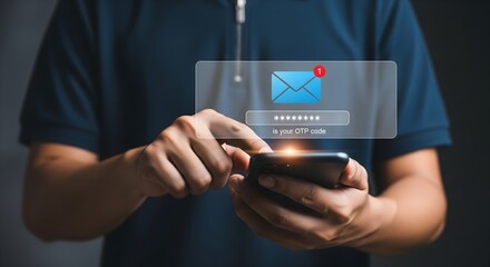 Email campaign alert concept. New email send notification for business e-mail communication. Digital marketing, internet technology. Inbox receives electronic message invite. Man touch on newsletter. 