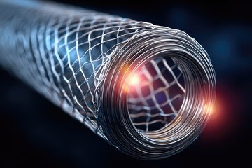 Rolled metal mesh coiled in a detailed close-up.