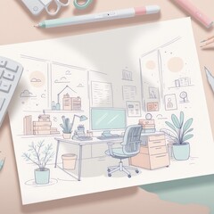 office workplace. workplace with a laptop and cup of coffee on the table