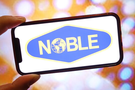 Konskie, Poland - March 17, 2025: Noble Corporation company logo displayed on mobile phone