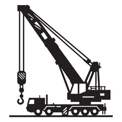 Steel Arm Crane silhouette in action stance &ndash; Crane illustration &ndash; Minimalist Crane vector &ndash; Vehicle silhouette

