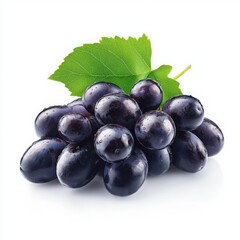 Bunch of grapes with leaf isolated on a white background