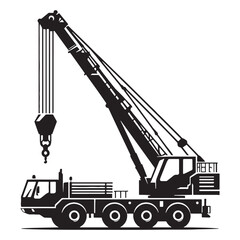 Urban Lift Crane silhouette with bold structure – Crane illustration – Minimalist Crane vector – Vehicle silhouette

