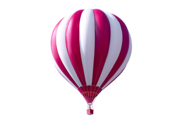The Enchanting Pink and White Striped Hot Air Balloon  isolated on transparent background	