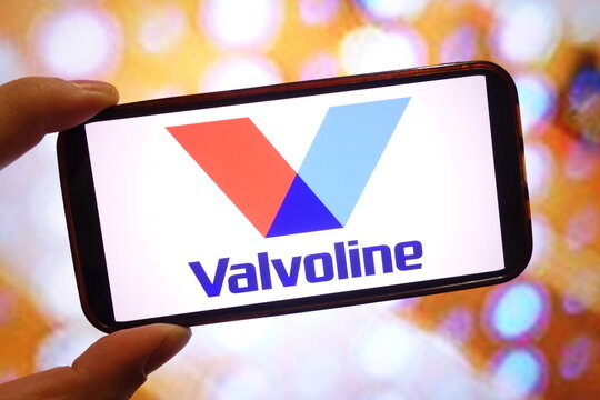 Konskie, Poland - March 17, 2025: Valvoline company logo displayed on mobile phone