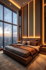 Luxurious bedroom with city views (1)