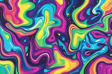 A vibrant and colorful background with swirling neon curves creates an abstract design that captures