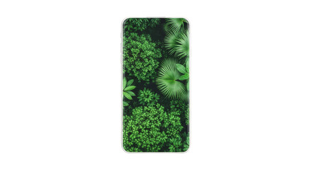Tropical forest encased a smartphone display