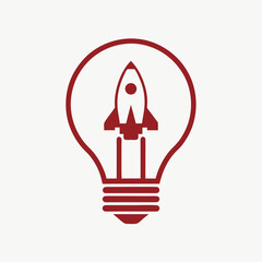 Clean Flat Rocket Bulb Icon Design logo vector.