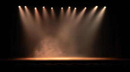 Dramatic Empty Stage with Spotlight and Smoke Effects for Performances