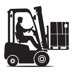 Heavy Lifter Forklift silhouette with clean angles – Forklift illustration – Minimalist Forklift vector – Vehicle silhouette

