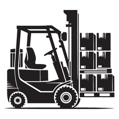 Warehouse Hero Forklift silhouette – Forklift illustration – Minimalist Forklift vector – Vehicle silhouette

