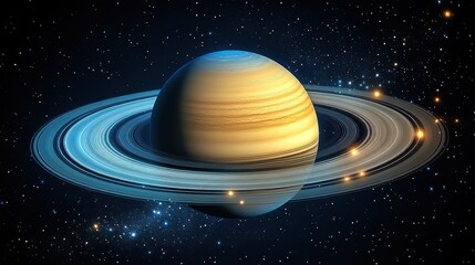 Fototapeta premium Ringed planet in dark space