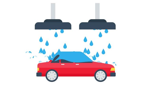 Car Wash Tunnel System animation, Robotic Automobile Sensitization Service animated video,  Water Shower Washing automobile clip, Covid car cleaning footage , Vehicle disinfection motion graphics