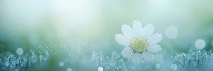 Tranquil Pastel Serenity Captivating Bloom with Delicate Water Droplets in Morning Light