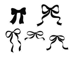 collection of ribbon bow know silhouette for decoration 