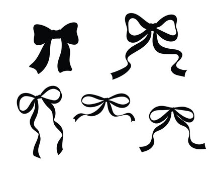 collection of ribbon bow know silhouette for decoration 