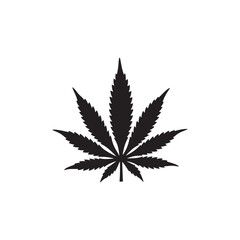 cannabis leaf isolated on white silhouette