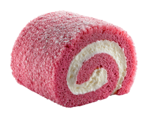 Delightful pink cream roll cake bakery food dessert concept