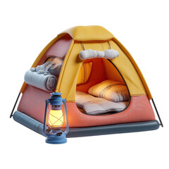 Camping Tent Night 3D Render Illustration.