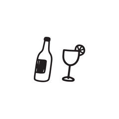 wine bottle and glass silhouette