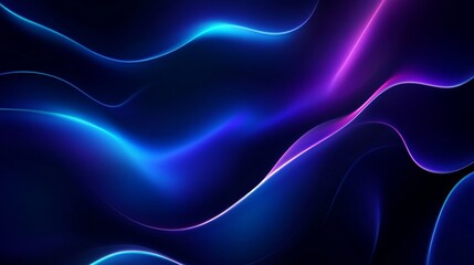 Fototapeta premium Dark blue abstract futuristic technology background with glowing ultraviolet neon lines and soft motion blur, digital light wave concept
