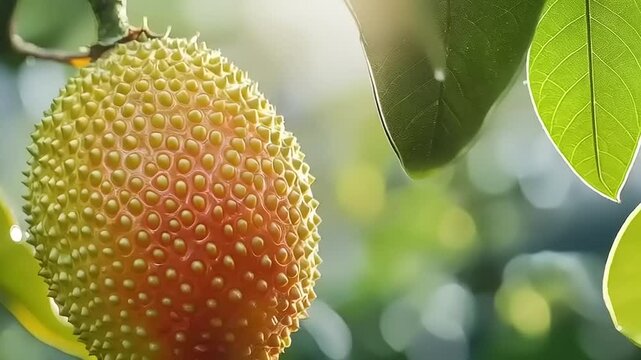 Gac Fruit on the Branch: Vibrant Tropical Produce