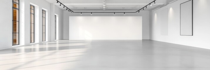 Modern Interior Architecture with Windows and Minimalist Gallery Exhibition Space Design
