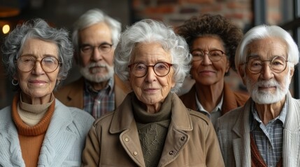 A heartwarming portrait of a diverse group of elderly friends, showcasing their unique personalities and strong bond, celebrating the beauty of aging and friendship.