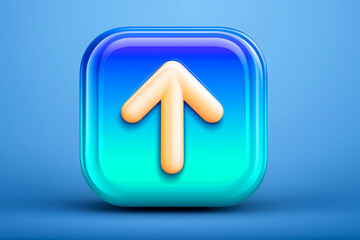 A colorful upward arrow icon is prominently displayed on a gradient background of blue and teal. This design is suited for applications, websites, or digital navigational tools.