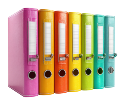 Organizing your office colorful binders on a shelf office product creative view