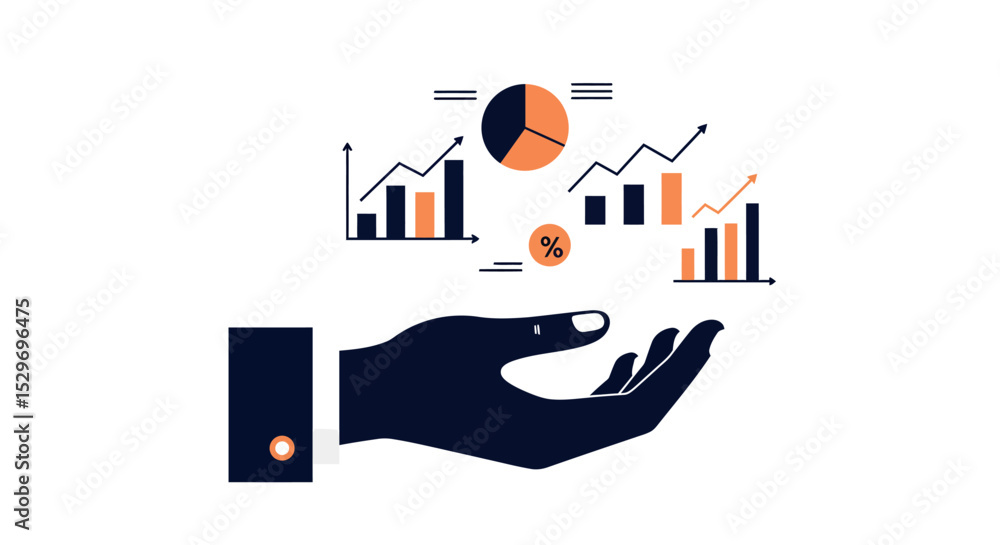 Poster business analytics and data visualization for strategic decision making vector illustration