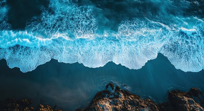 Del Mar Beach Aerial View - Beautiful Coastal Landscape with Blue Tidal Waves