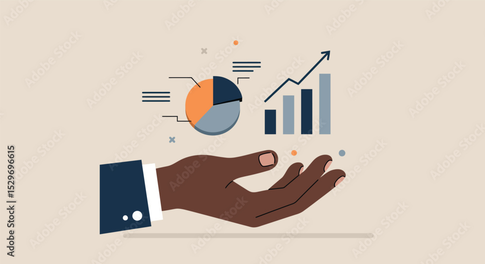 Poster data analytics and growth visualization for business strategy and planning vector illustration