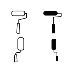  a vector illustration set of roller paint brush on white background.