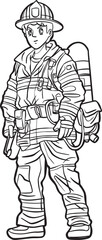 cartoon male firefighter in uniform
