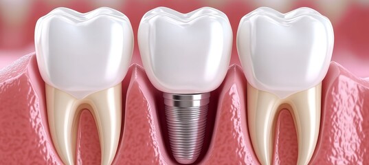 Close-up view of a dental implant procedure highlighting modern technology in oral health care.