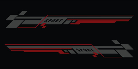 Wrap Design For Car vectors. Sports stripes, car stickers black color. Racing decals for tuning.