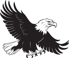 Eagle Flying silhouette vector Big eagle black and white 