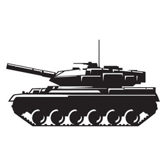 Fototapeta premium Silent Steel Tank silhouette on tracks – Tank illustration – Minimalist Tank vector – Vehicle silhouette