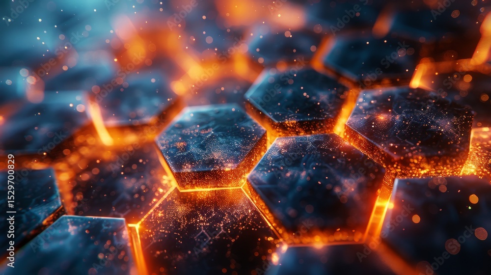 Aufkleber a close-up of a honeycomb structure illuminated with sparkling effects, presenting an abstract repre