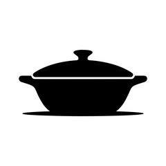 Black silhouette of a cooking pot with lid